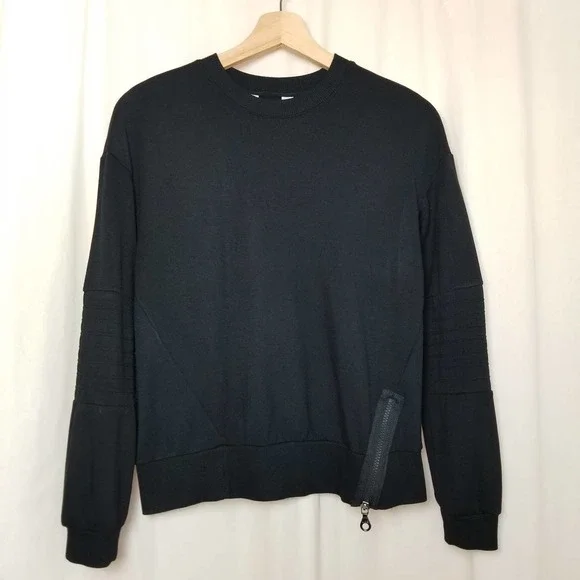 Joy Lab Moto Sweatshirt Black XS - Picture 1 of 9